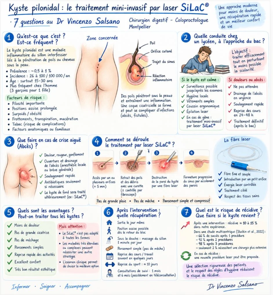 Kyste pilonidal : le Traitement Mini- invasif par laser SiLaC.